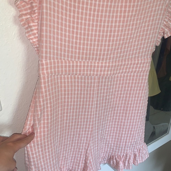 Pink Gingham Ruffle Romper - Picture 3 of 9